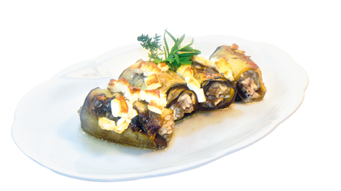 Auberginenröllchen mit Feta überbacken