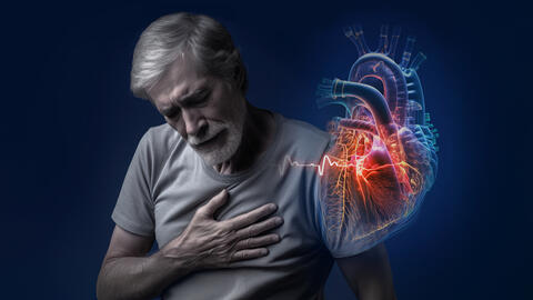 Mann fasst sich ans Herz