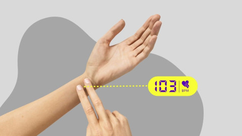 Hand fühlt den Puls